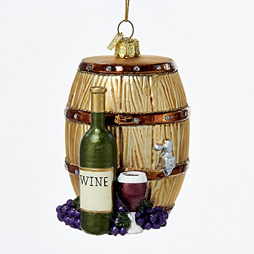 Noble Gems Wine Barrel and Wine Bottle Glass Christmas Tree Ornament NB1108 New