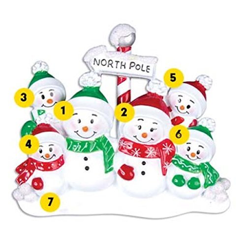 North Pole Family of 6 Personalized Christmas Ornament Or967-6