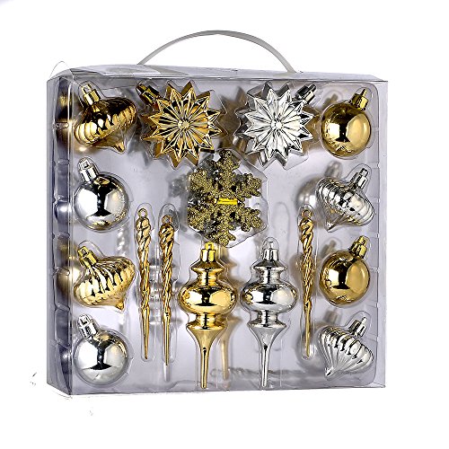 Kurt Adler Gold/Silver Mini Shatterproof Ornaments, 36 Pieces