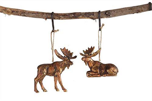 Moose Resin Christmas Ornament with Copper Finish – Set of 2