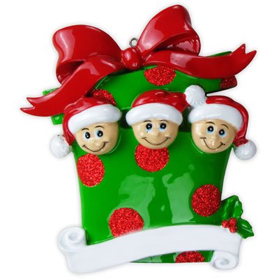 Present Family of 3 Personalized Tree Ornament