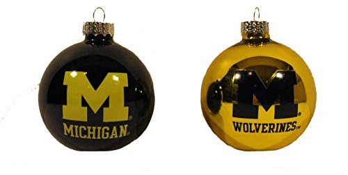 Michigan Wolverines Glass Tree Ornament Gift Set