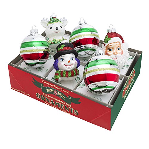 Shiny Brite Holiday Splendor Rounds and Figures – Set of Six