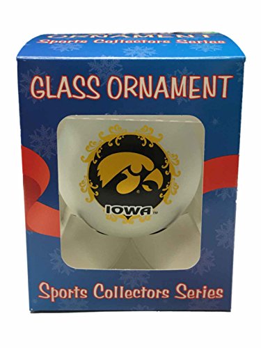 Iowa Hawkeyes NCAA Topperscot White Large Glass Christmas Ornament (3 1/4″)