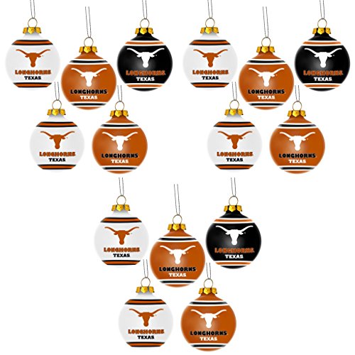 NCAA Texas Longhorns Plastic Christmas Ball Ornament 5 Pack Bundle 3 Pack By Forever Collectibles