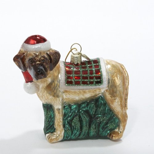 Kurt Adler Noble Gems Mastiff Glass Christmas Ornament