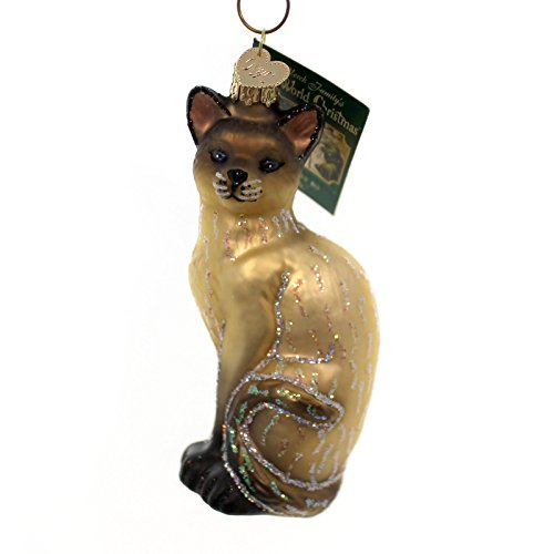 Old World Christmas SIAMESE CAT Glass Glass Ornament Oriental 12243 Gold