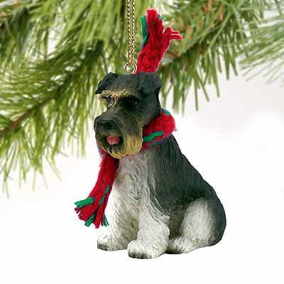 1 X Schnauzer Miniature Dog Ornament – Uncropped – Gray