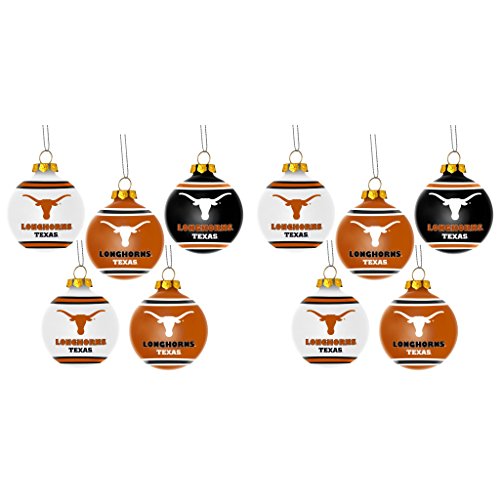 NCAA Texas Longhorns Plastic Christmas Ball Ornament 5 Pack Bundle 2 Pack By Forever Collectibles