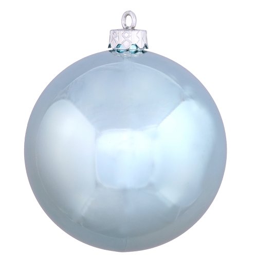 Vickerman Shiny Finish Seamless Shatterproof Christmas Ball Ornament, UV Resistant with Drilled Cap, 12 per Bag, 3″, Baby Blue