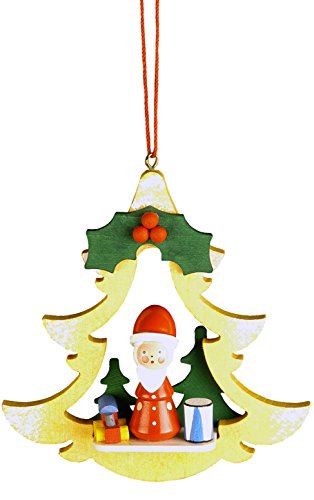 10-0462 – Christian Ulbricht Ornament – Santa in Yellow Tree – 3.75″”H x 3.5″”W x 1″”D