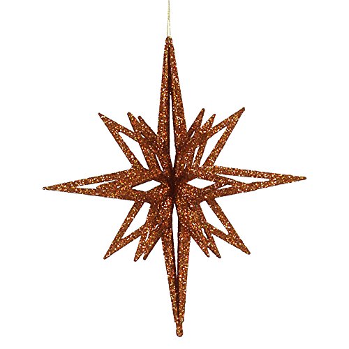 Vickerman 3D Glitter Star Ornament, 12-Inch, Copper