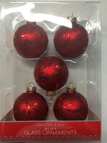Holiday Lane set of 5 red ornaments