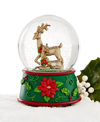 Holiday Lane Bronze Deer Musical Snow Globe