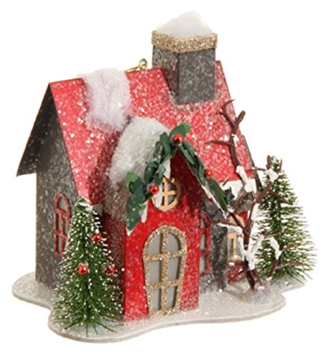 RAZ 4.5-inch Color Changing Lighted Holiday House Ornament Round Top Window