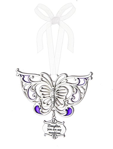 Ganz 3″ Beautiful Zinc Butterfly Ornament with Heartfelt Message Featuring White Organza Ribbon for Hanging (Daughter)