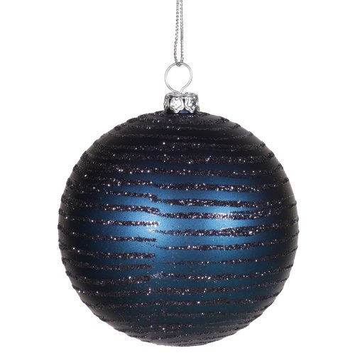 Vickerman Matte Finish with Glitter Accents Shatterproof Christmas Ball Ornaments, 6 per Box, 3″, Sea Blue
