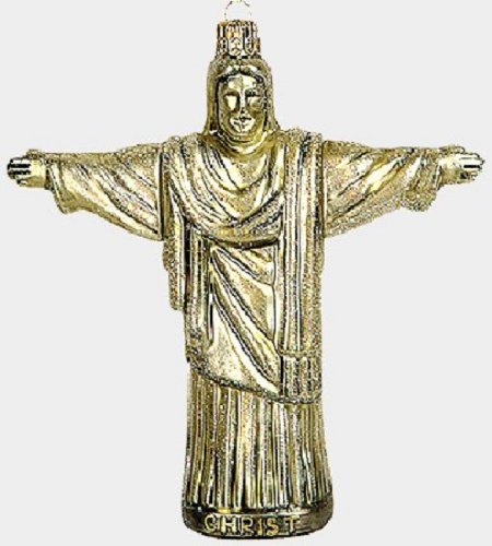 Statue of Christ Redeemer Poland Glass Christmas Ornament Jesus Rio Brazil