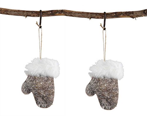Mittens Wooden Hanging Christmas Ornament – Set of 2