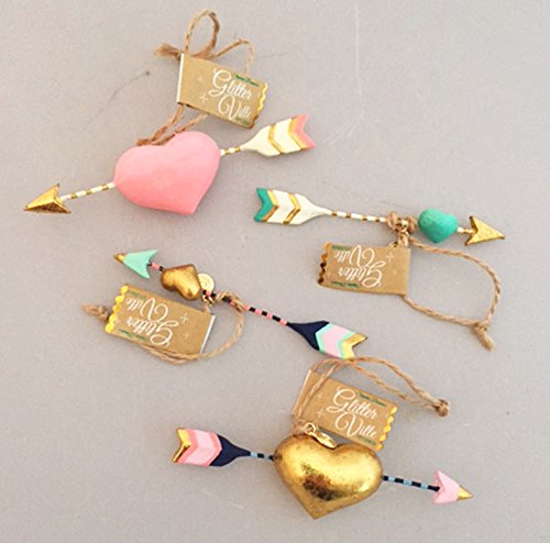 One Hundred 80 Degrees Heart and Arrows Hanging Ornaments (Set/4)