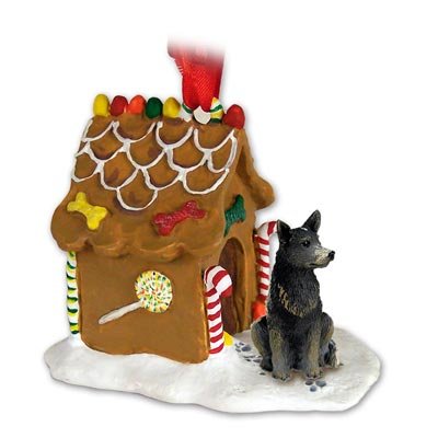 Blue Heeler AUSTRALIAN CATTLE Dog NEW Resin GINGERBREAD HOUSE Christmas Ornament 87B