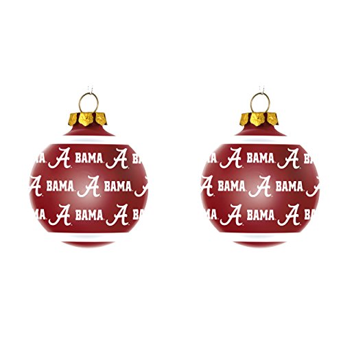 NCAA Alabama Crimson Tide Repeat Glass Ball Christmas Ornament Bundle 2 Pack By Forever Collectibles