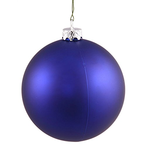Vickerman Cobalt Blue Matte Finish Seamless Shatterproof Christmas Ball Ornament, UV Resistant with Drilled Cap, 6 per Bag, 4″, Cobalt Blue