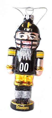 NFL Licensed Pittsburgh Steelers Blown Glass Team Nutcracker Ornament