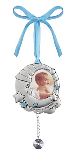 I Love You To The Moon and Back Babys First Christmas Photo Ornament – Blue