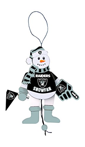 NFL Oakland Raiders Wooden Cheering Snowman Ornament