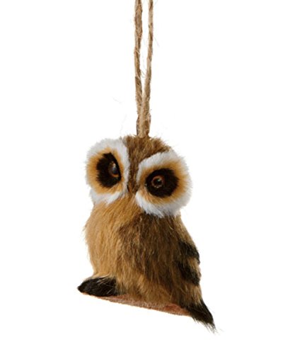 2.5″ Furry Forest Friends Brown and Black Owl Wildlife Christmas Ornament