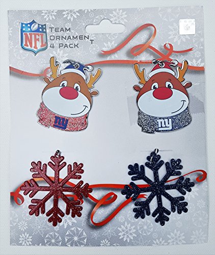 Forever Collectibles NFL NY Giants Team Ornament 4 Pack