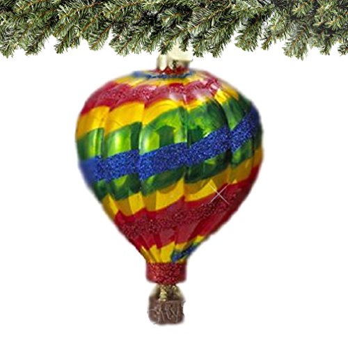 4″ Noble Gems Swirl Hot Air Balloon Mouth Blown Glass Christmas Ornament