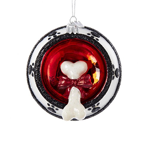 4.25″ Noble Gems Dog Bone in Bowl Glass Christmas Ornament