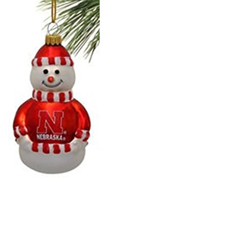 NCAA Nebraska Cornhuskers Licensed Glass Snowman Ornament