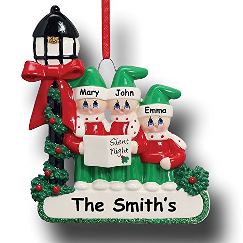 Personalized Family Christmas Carolers Christmas Ornament (Family of 3)