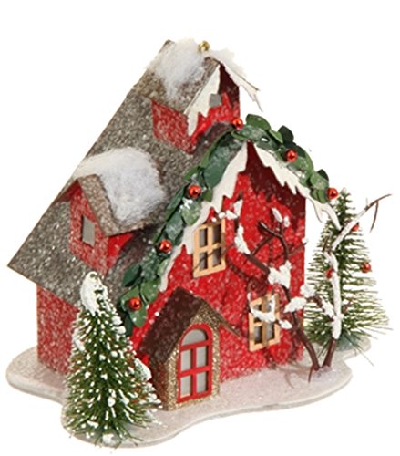 RAZ 4.5-inch Color Changing Lighted Holiday House Ornament Red Door