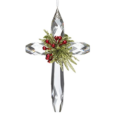 Kissing Krystal Ball Ornament Mistletoe Classic Cross – 7 Inches