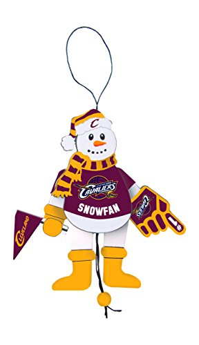 NBA Cleveland Cavaliers Wooden Cheering Snowman Ornament
