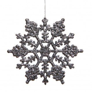 Vickerman 625″ Pewter Glitter Snowflake Christmas Ornaments, 12 per Box