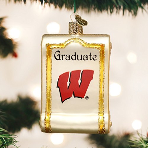 Old World Christmas Wisconsin Diploma Glass Blown Ornament