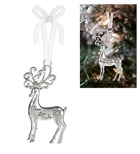 Prancing Reindeer Ornament: Peace Love Joy – By Ganz