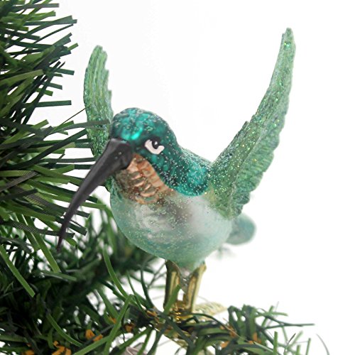 Noble Gems HUMMINGBIRD CLIP-ON ORNAMENT Hand Crafted Glass Ornaments Nb0300 Blue