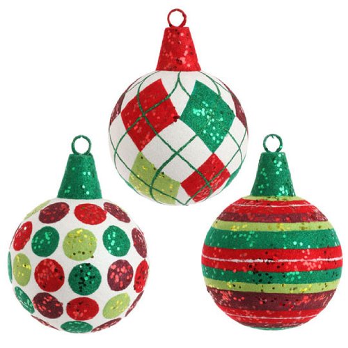 RAZ Imports – Argyle, Stripe & Polka Dot Ball Ornaments