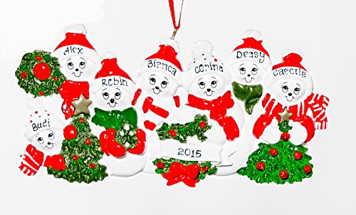Personalized Christmas Ornament – 7 Snow Family – Free Names Added, Shipped Next Day