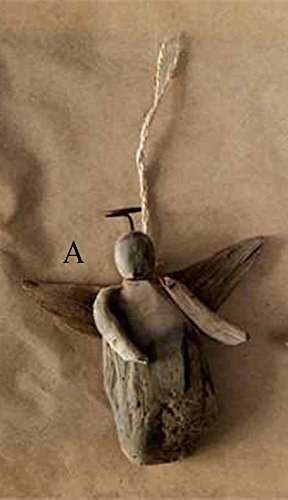 Creative Co-Op Natural Lodge Collection Driftwood Angel Ornament, Choice of Style (A)