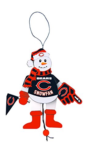 NFL Chicago Bears Wooden Cheering Snowman Ornament