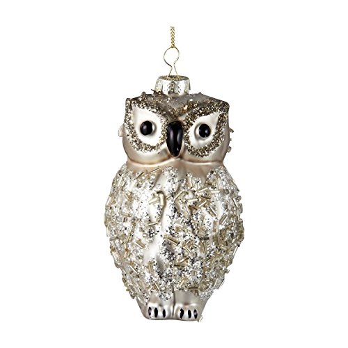 Kurt Adler 4″ Molded Glass Owl Ornament W/stones & Beads.