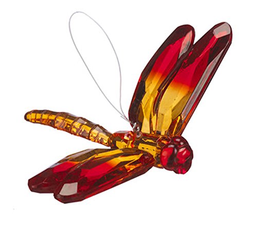 Ganz Crystal Expressions Ornament – Hanging Two-Toned Dragonflies (Red/ Orange Acry)