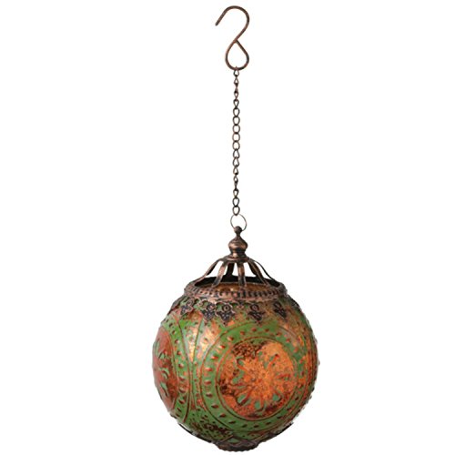 5.25″ Glass Distressed Green and Copper Medallion Christmas Ornament